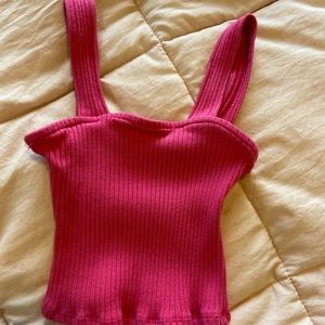 Pink cropped thick strap tank